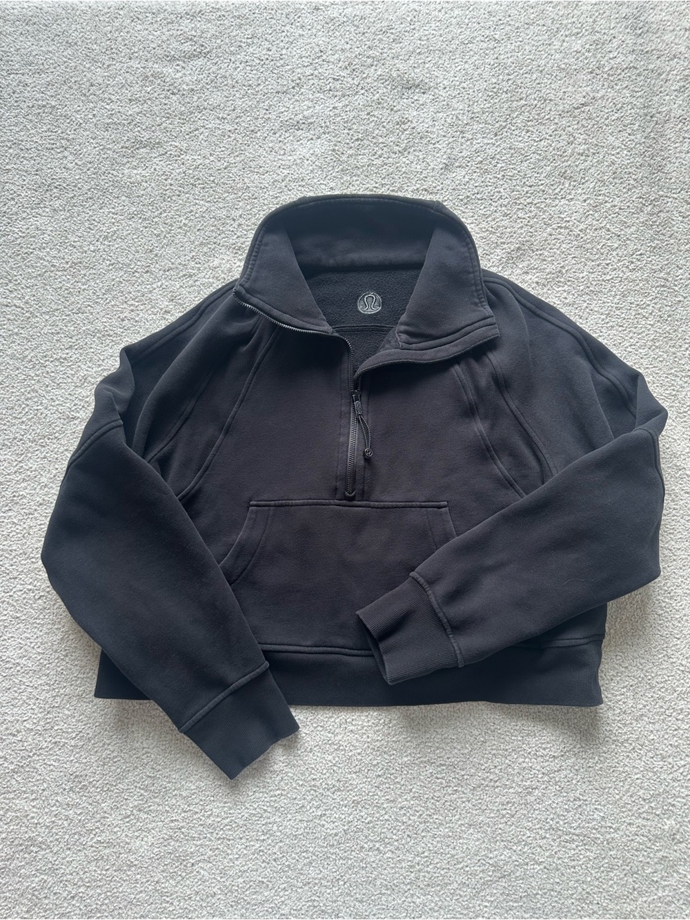 lululemon athletica Black Half-Zip Fleece Pullover Sweatshirt